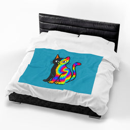 The Black Cat Changing Colors Velveteen Plush Blanket