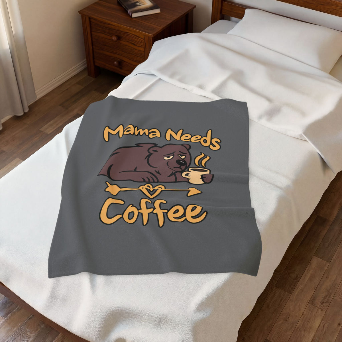 Mama Needs Coffee Velveteen Plush Blanket