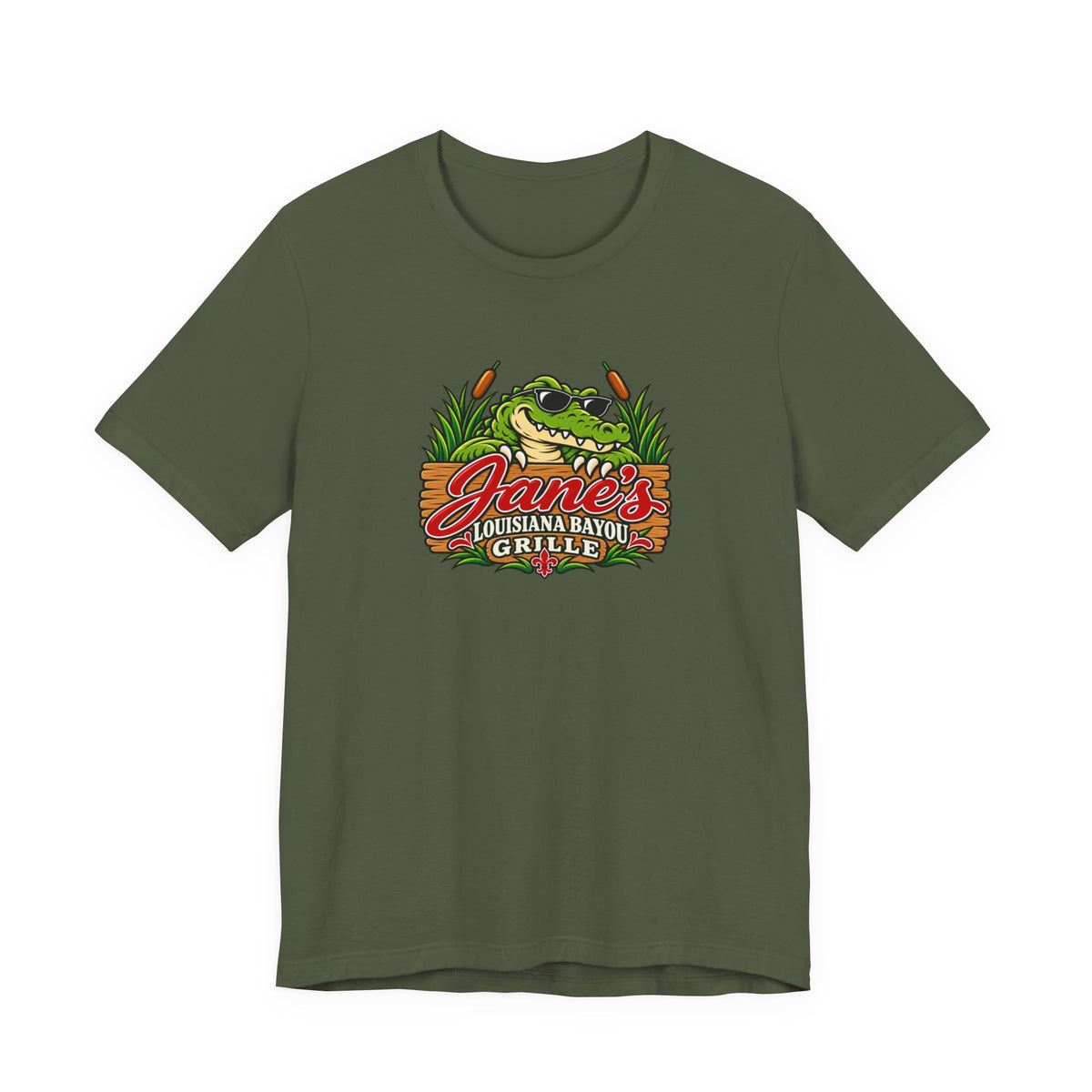 Jane's Louisiana Bayou Grille Unisex Short Sleeve T Shirt