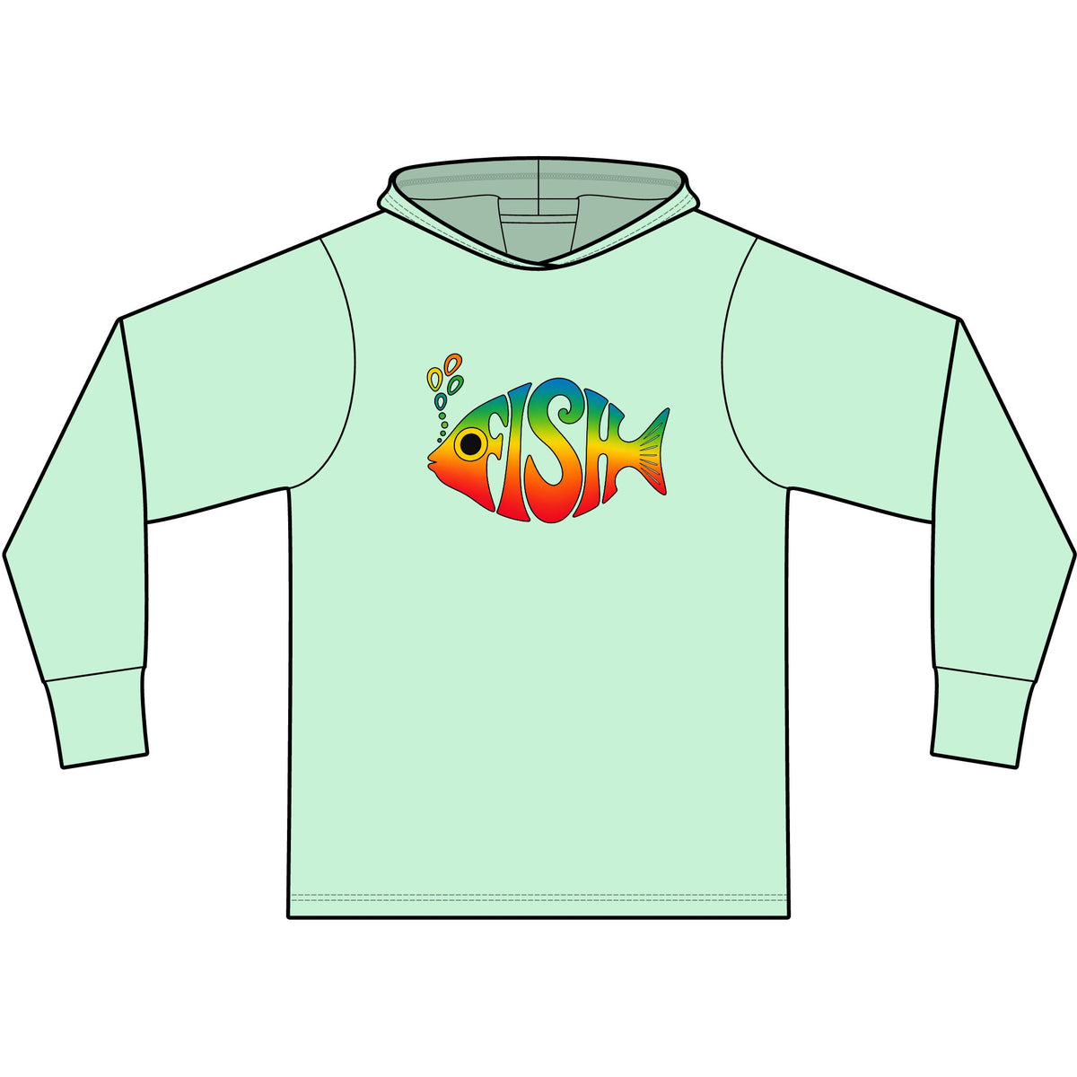 Big Eyed Phish Long Sleeve Hooded T-Shirt