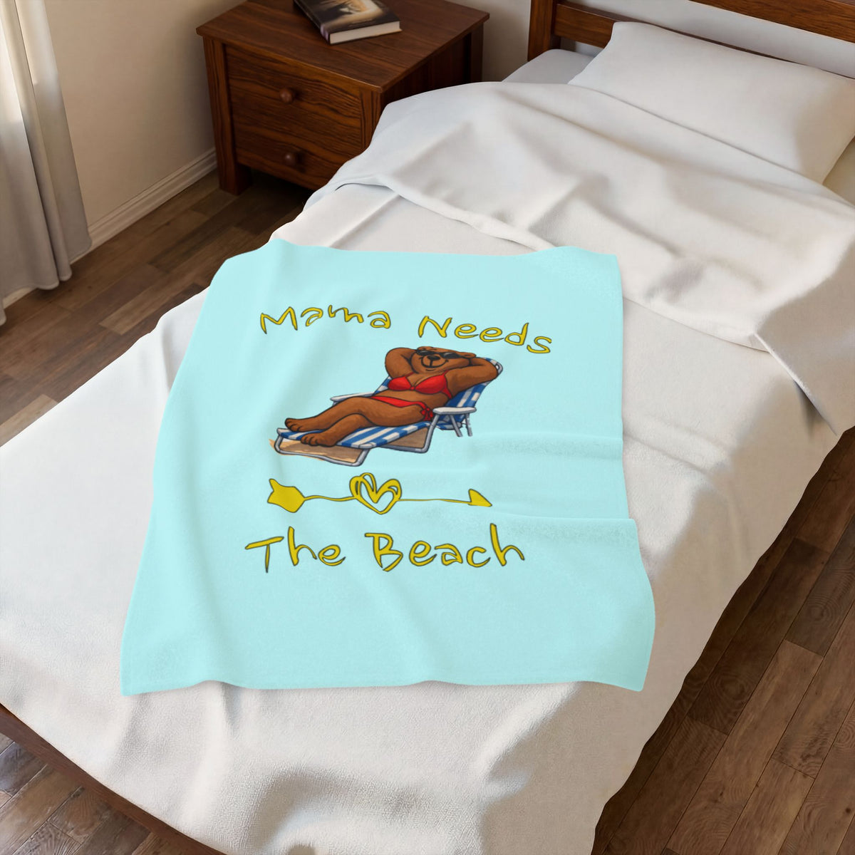 Mama Needs The Beach Velveteen Plush Blanket