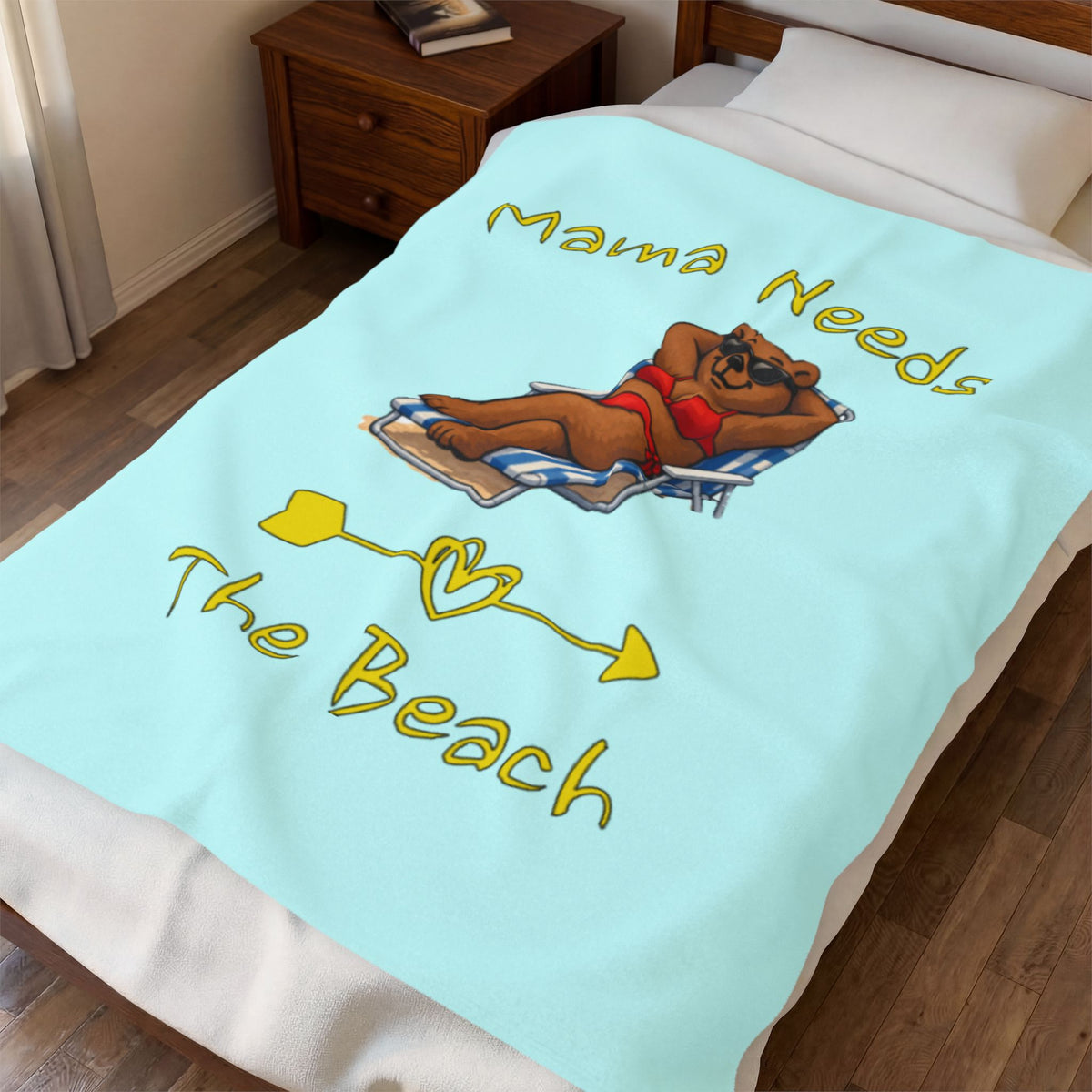 Mama Needs The Beach Velveteen Plush Blanket