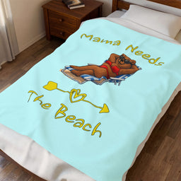 Mama Needs The Beach Velveteen Plush Blanket