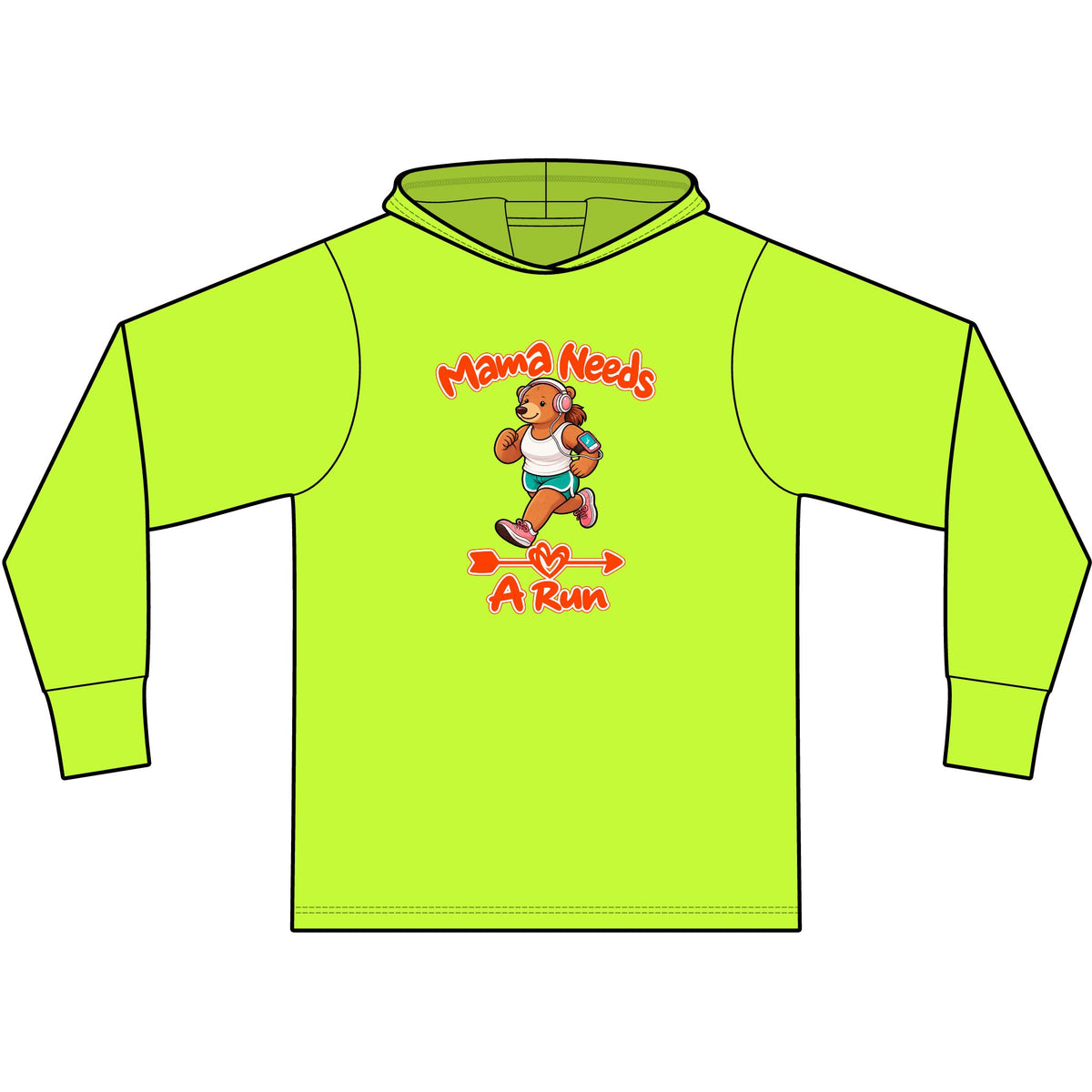 Mama Needs A Run Long Sleeve Hooded T-Shirt
