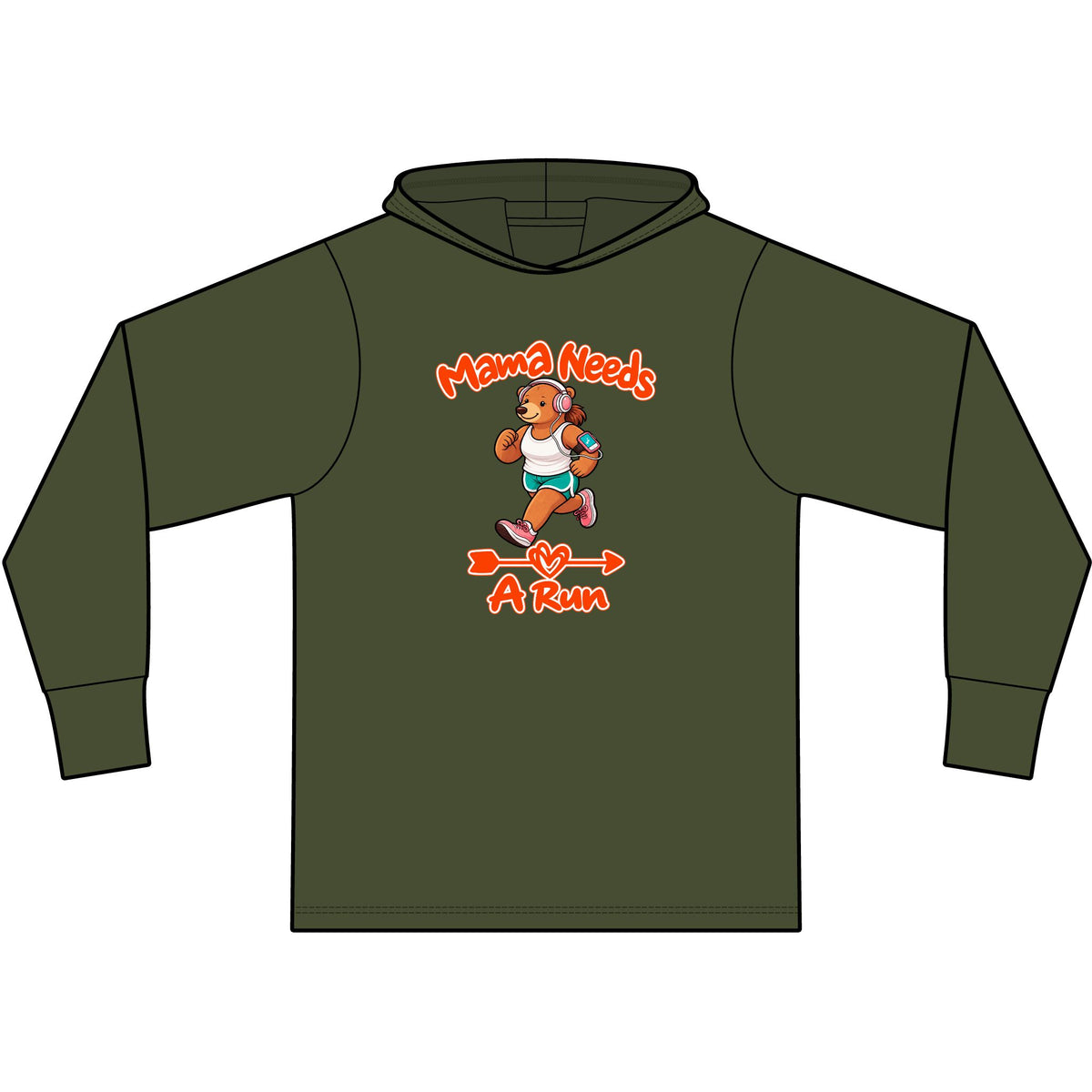 Mama Needs A Run Long Sleeve Hooded T-Shirt