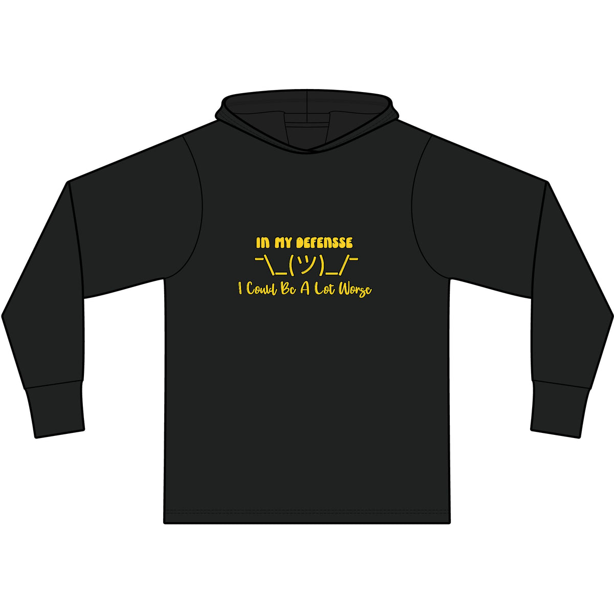 In My Defense... Long Sleeve Hooded T-Shirt