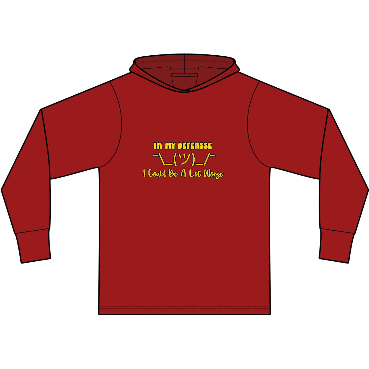 In My Defense... Long Sleeve Hooded T-Shirt