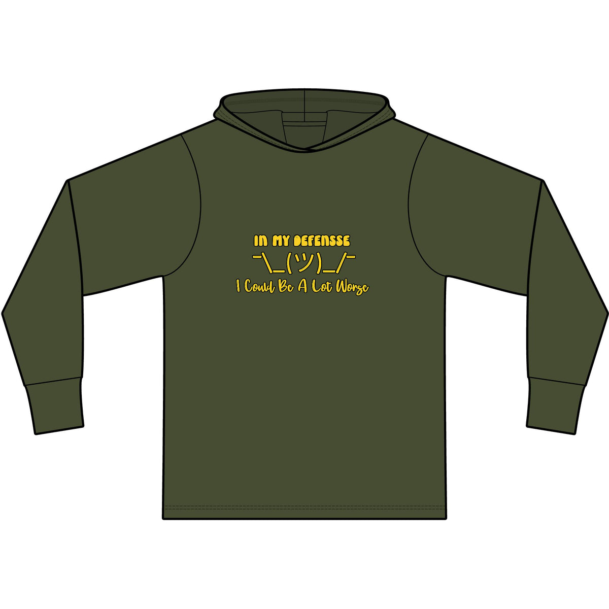 In My Defense... Long Sleeve Hooded T-Shirt