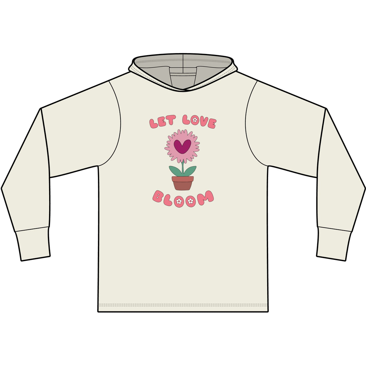 Let Love Bloom Long Sleeve Hooded T-Shirt