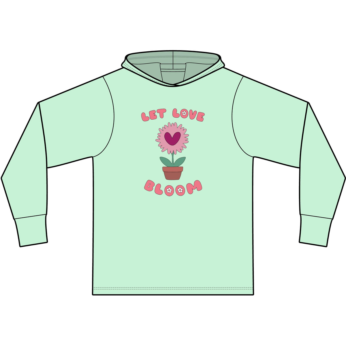 Let Love Bloom Long Sleeve Hooded T-Shirt