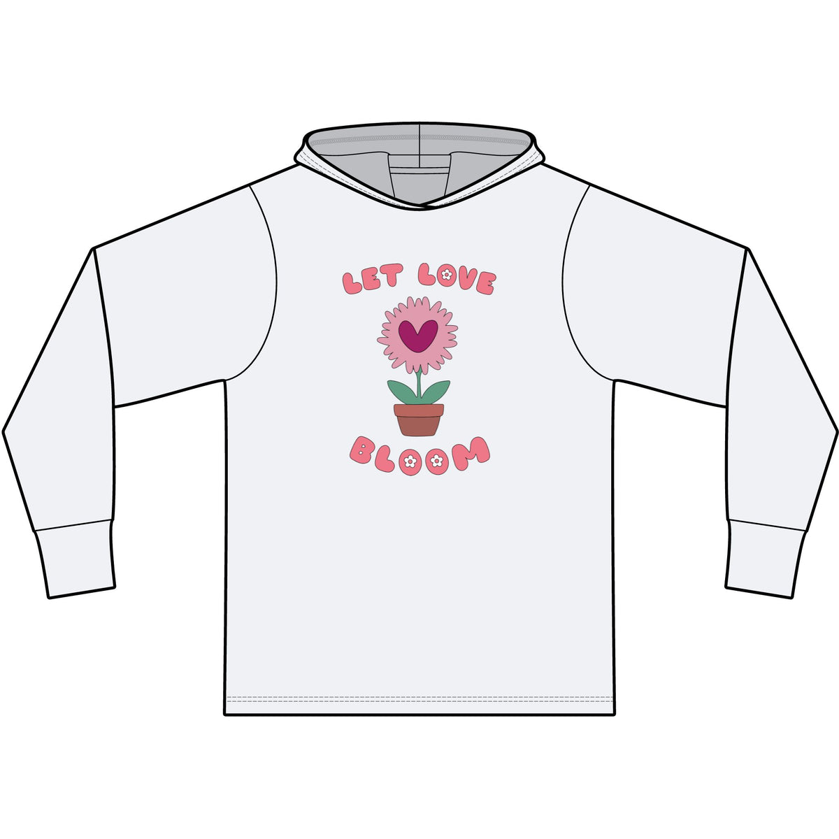 Let Love Bloom Long Sleeve Hooded T-Shirt