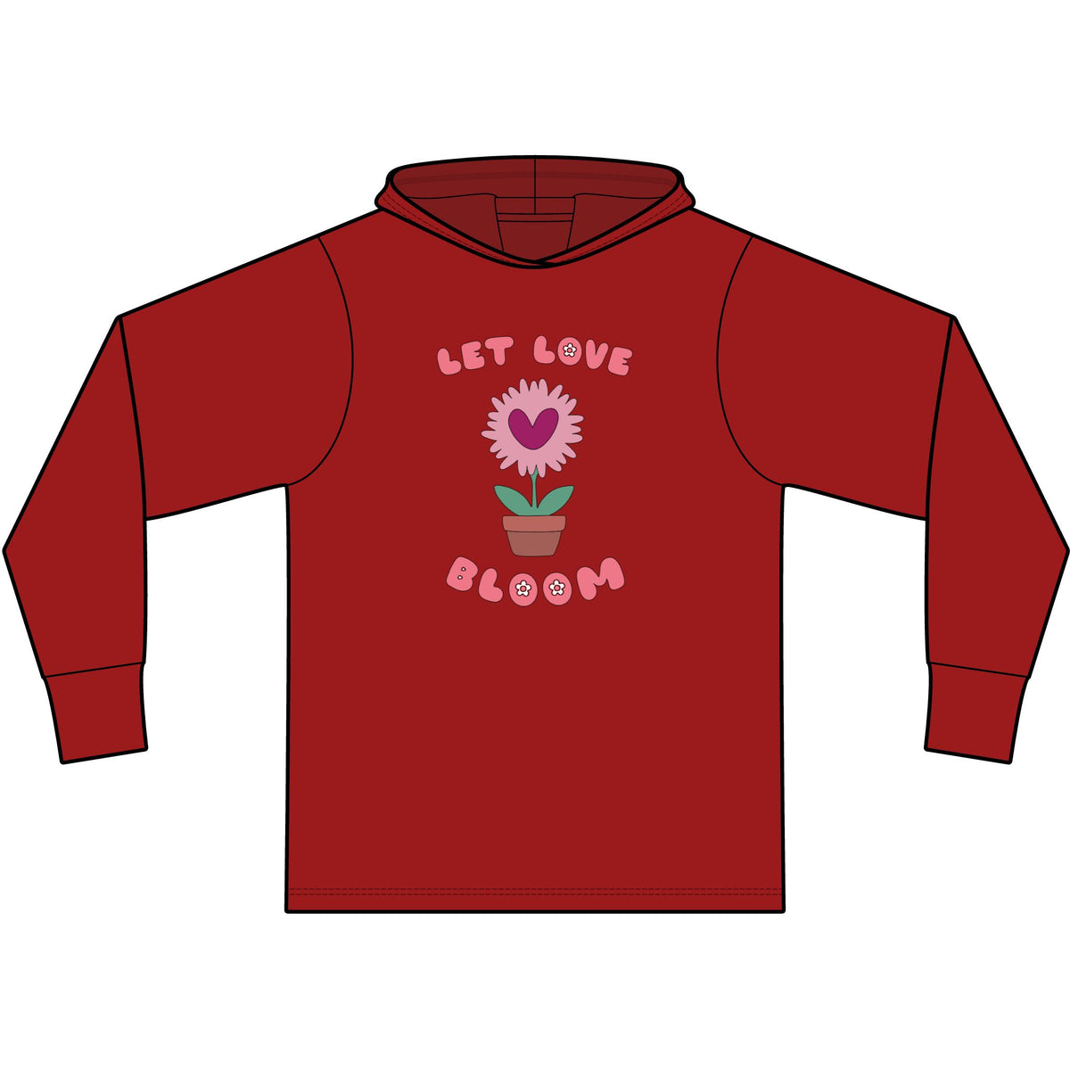 Let Love Bloom Long Sleeve Hooded T-Shirt