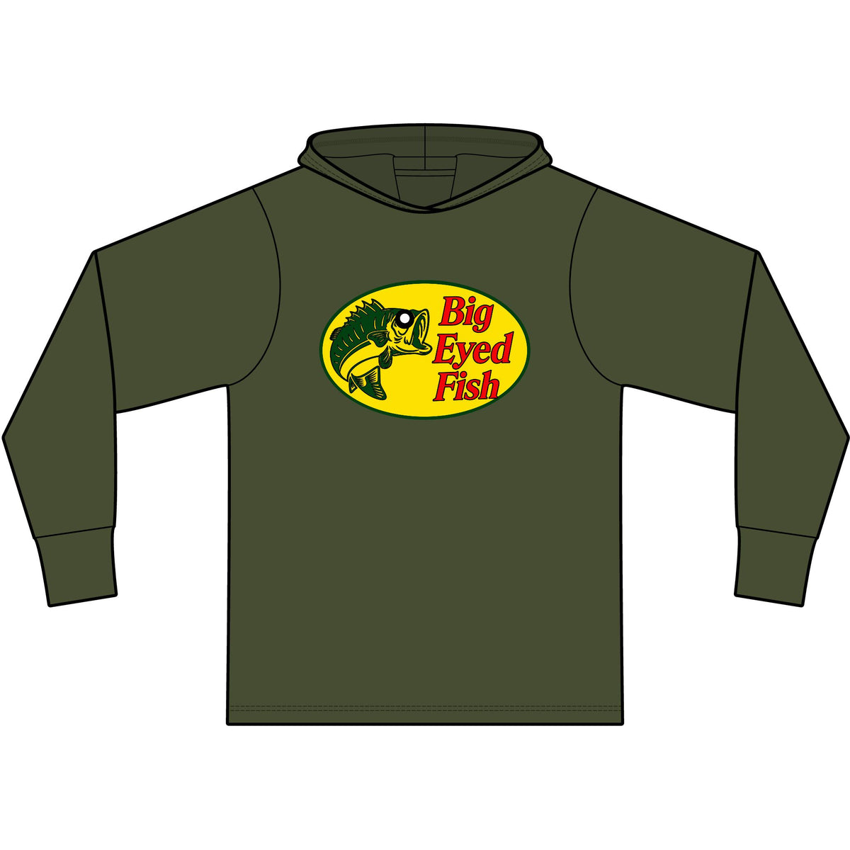 Big Bass Fish Long Sleeve Hooded T-Shirt