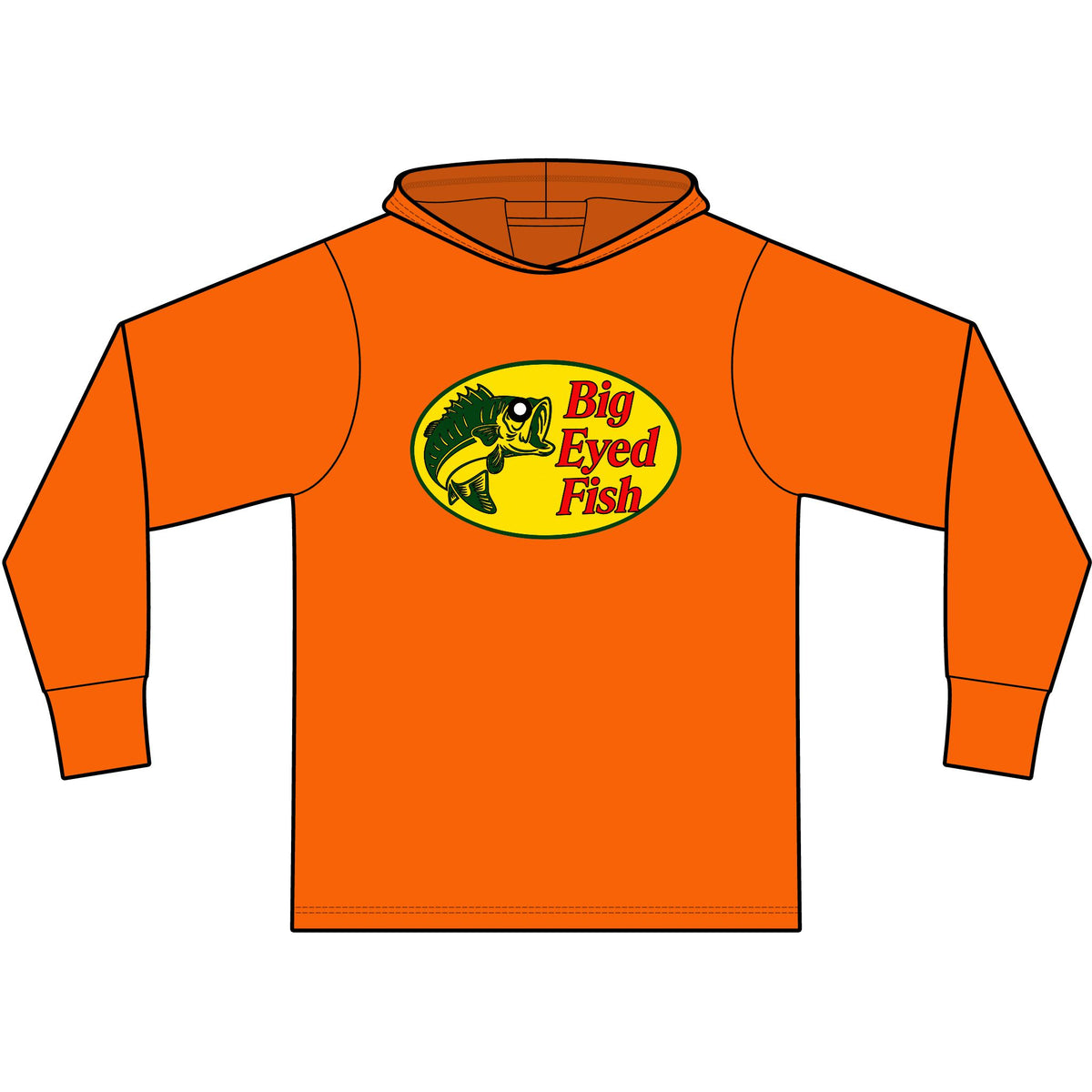 Big Bass Fish Long Sleeve Hooded T-Shirt