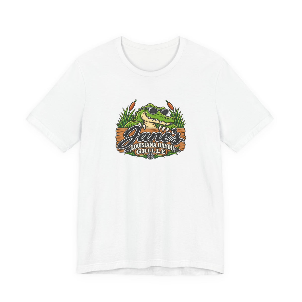 Jane's Louisiana Bayou Grille Unisex Short Sleeve T Shirt