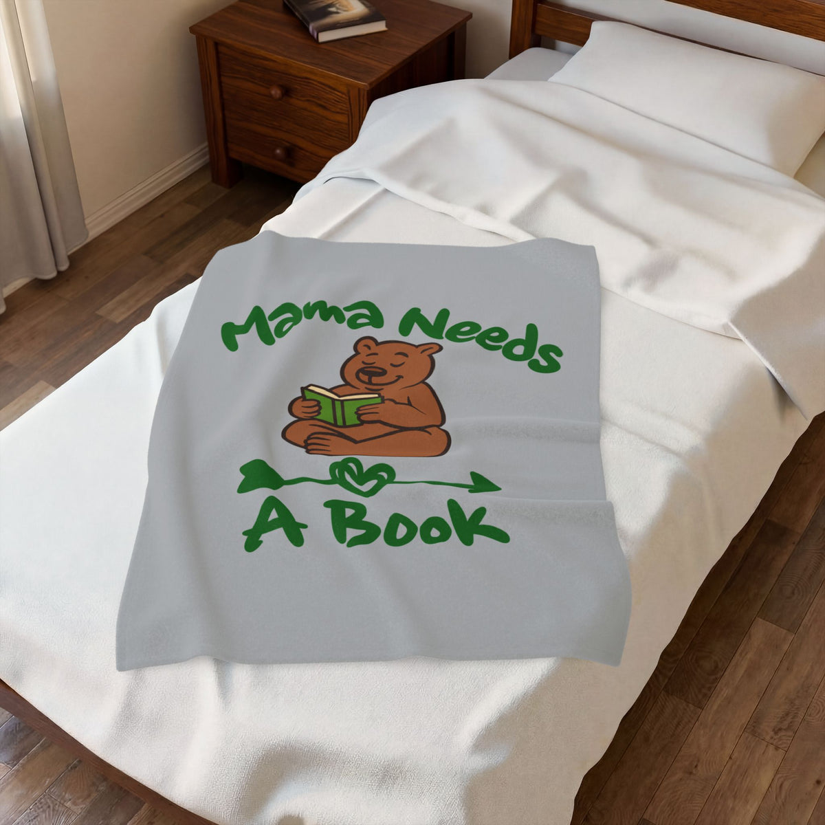Mama Needs A Book Velveteen Plush Blanket