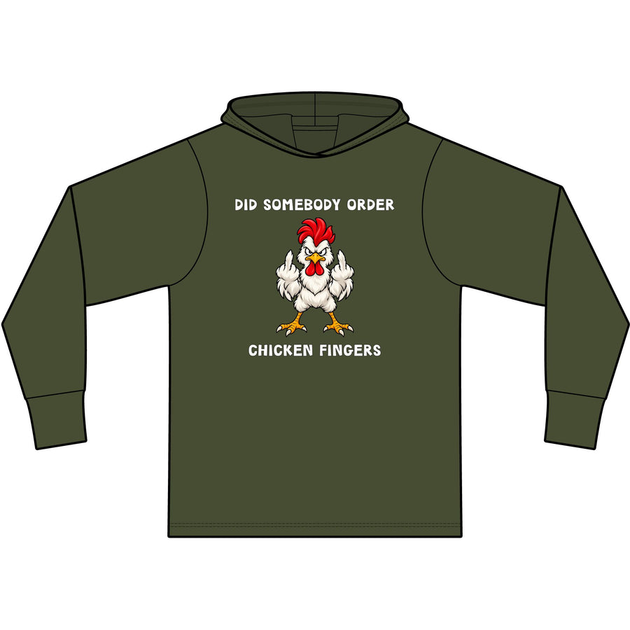 Chicken Fingers Long Sleeve Hooded T-Shirt