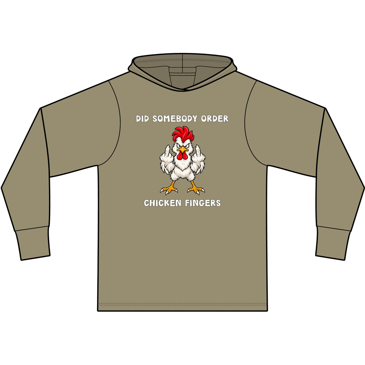 Chicken Fingers Long Sleeve Hooded T-Shirt