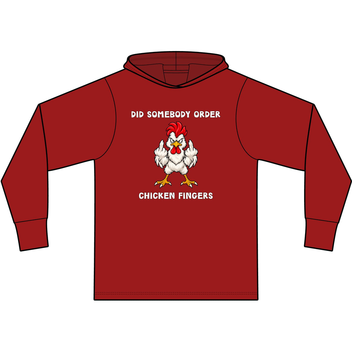 Chicken Fingers Long Sleeve Hooded T-Shirt