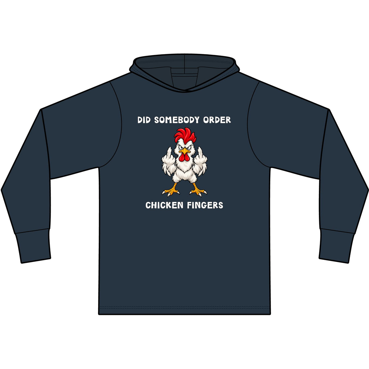 Chicken Fingers Long Sleeve Hooded T-Shirt