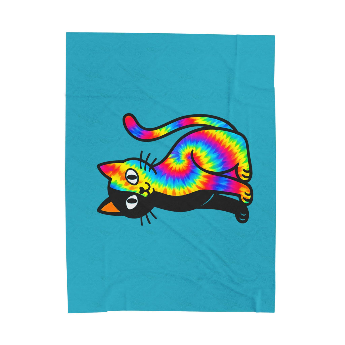 The Black Cat Changing Colors Velveteen Plush Blanket