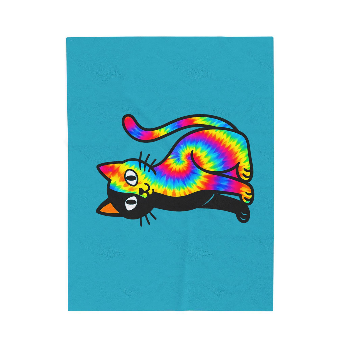 The Black Cat Changing Colors Velveteen Plush Blanket