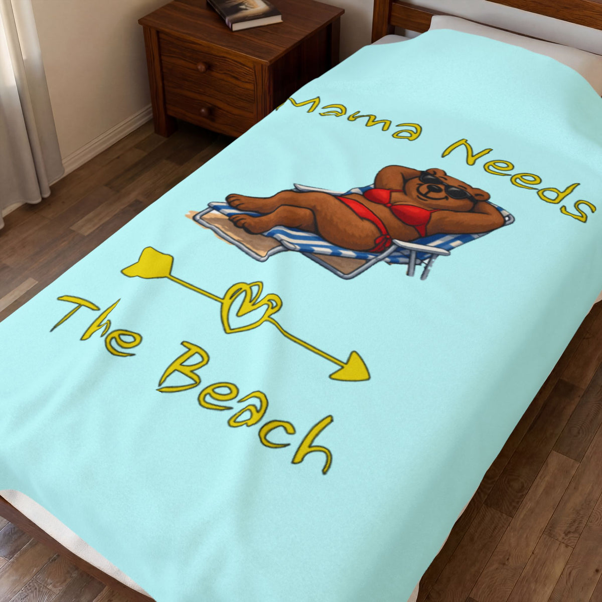 Mama Needs The Beach Velveteen Plush Blanket