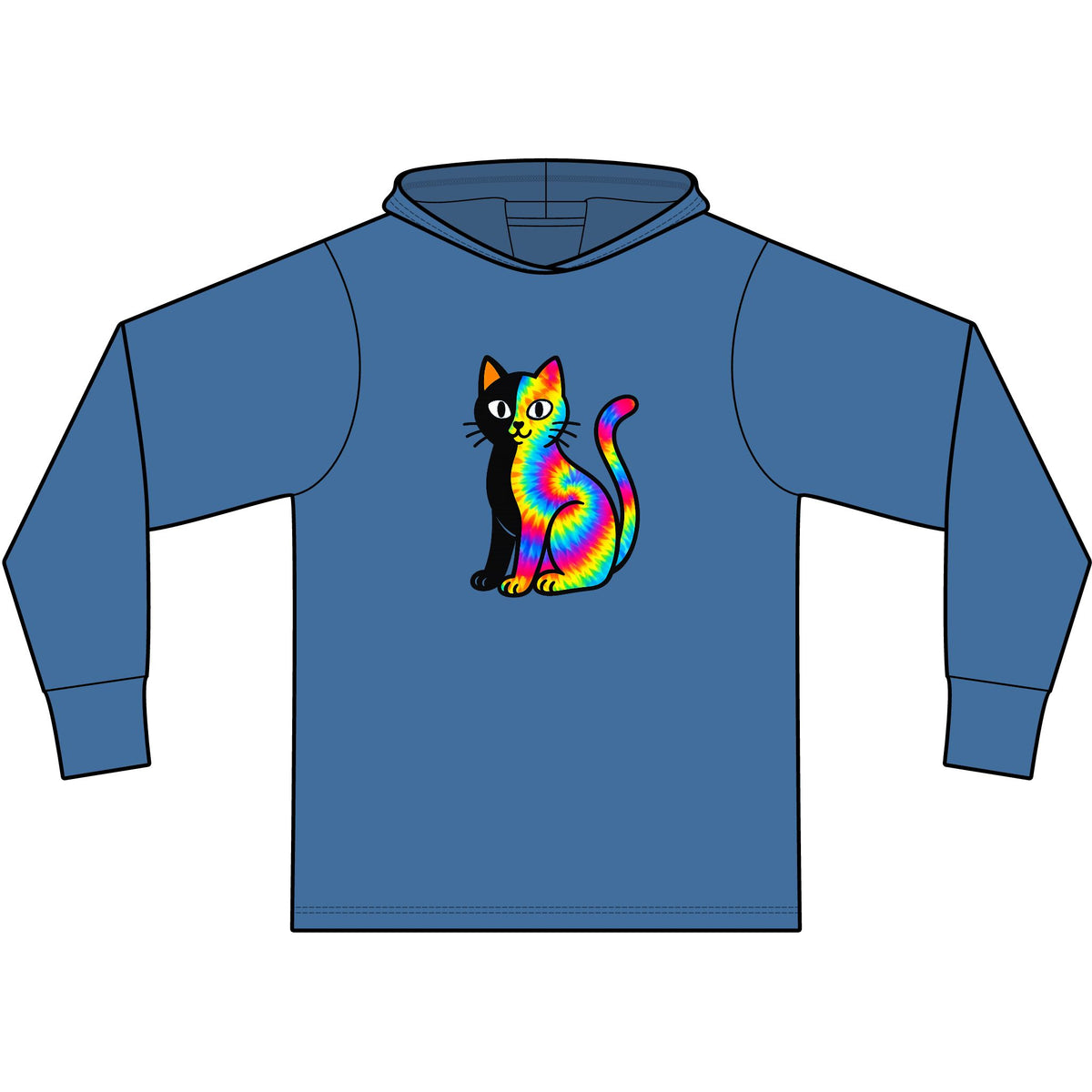 The Black Cat Changing Colors Long Sleeve Hooded T-Shirt