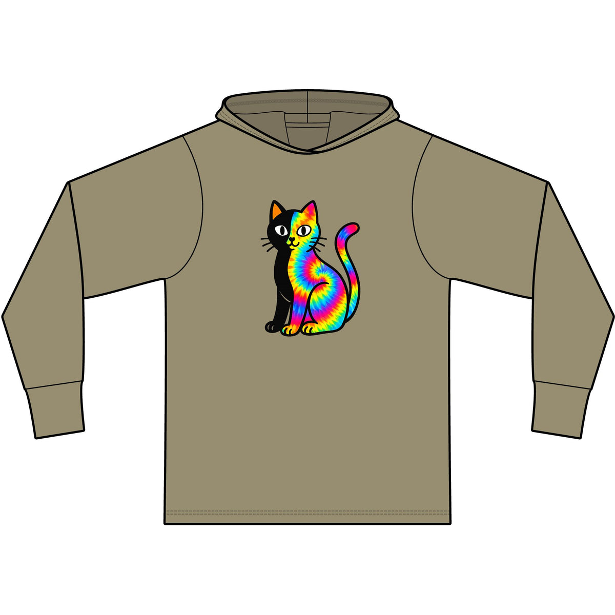 The Black Cat Changing Colors Long Sleeve Hooded T-Shirt