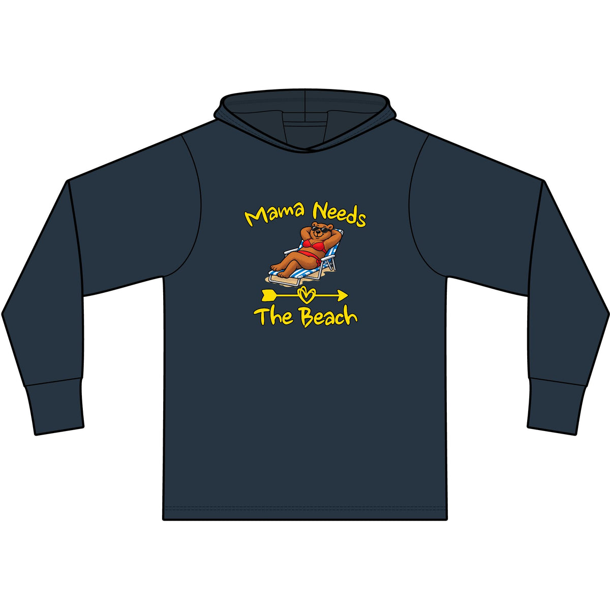 Mama Needs The Beach Long Sleeve Hooded T-Shirt