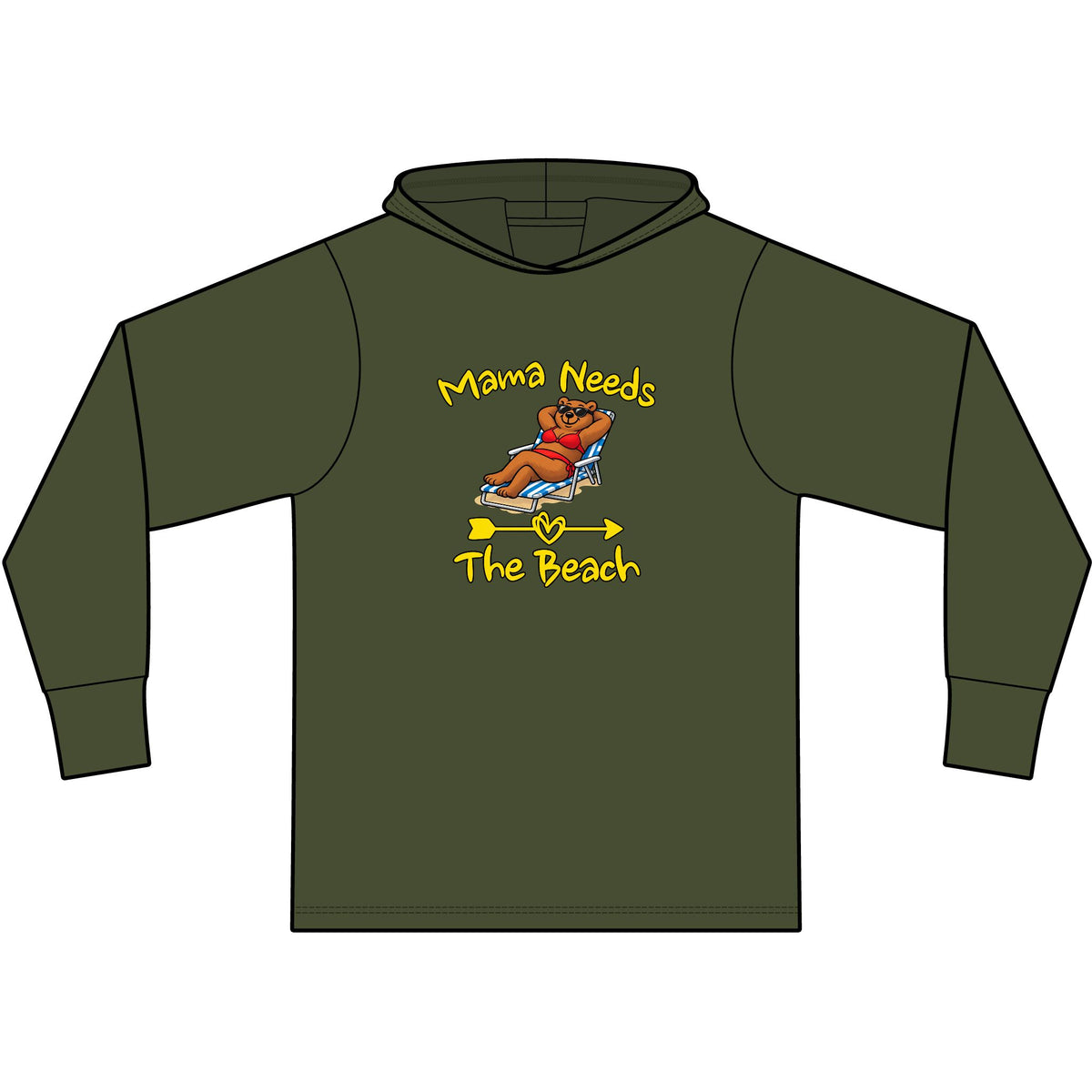 Mama Needs The Beach Long Sleeve Hooded T-Shirt