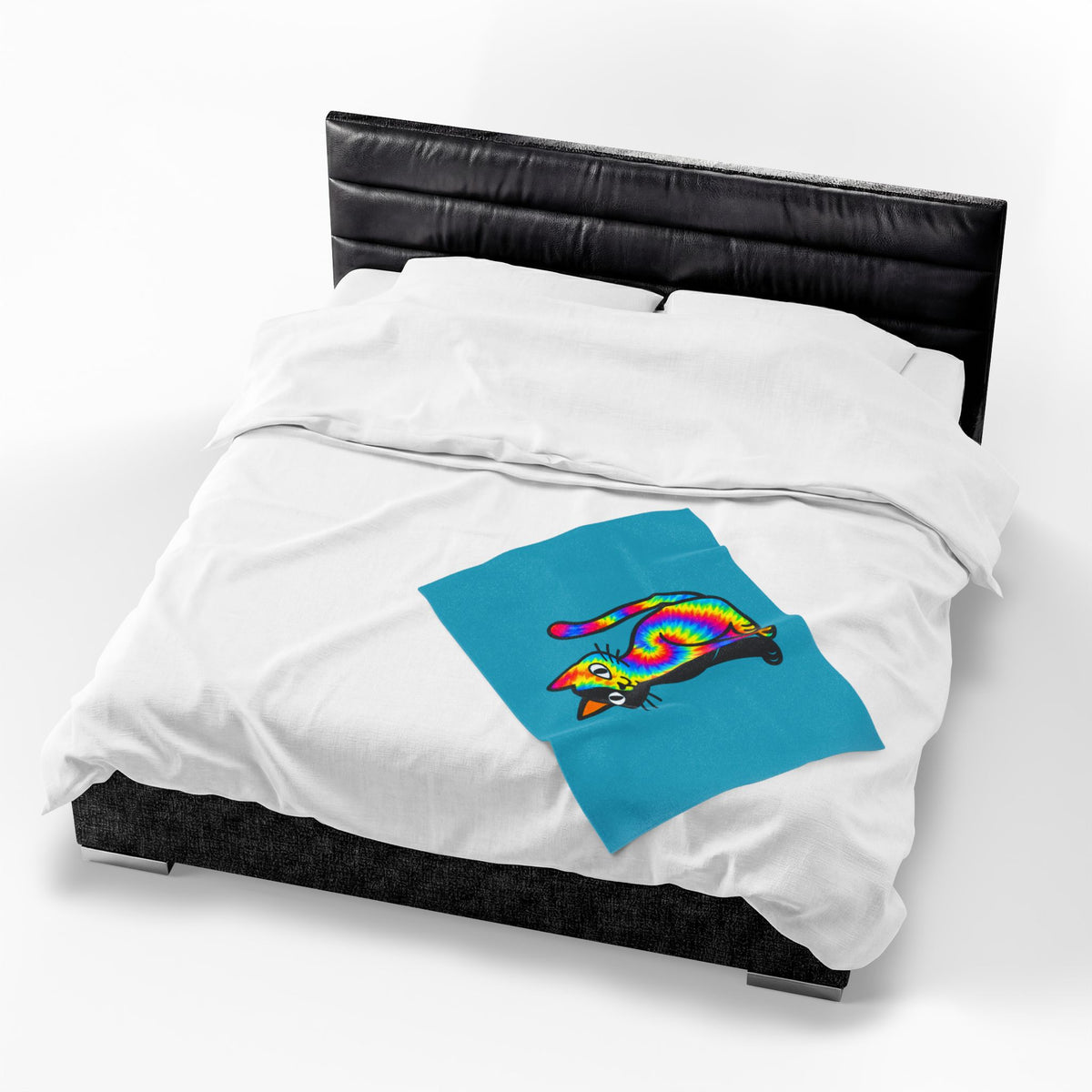The Black Cat Changing Colors Velveteen Plush Blanket