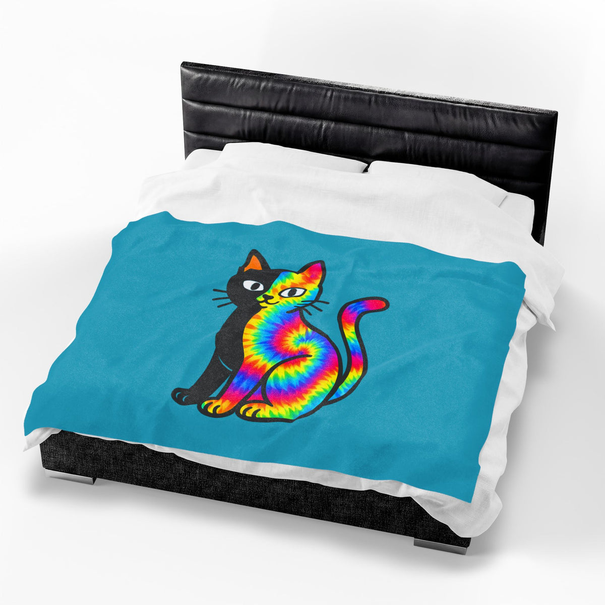 The Black Cat Changing Colors Velveteen Plush Blanket