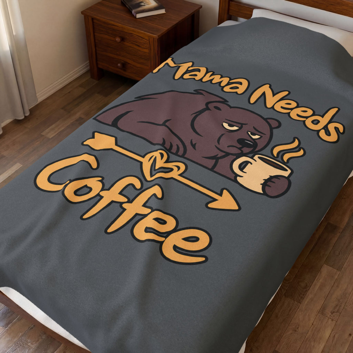 Mama Needs Coffee Velveteen Plush Blanket