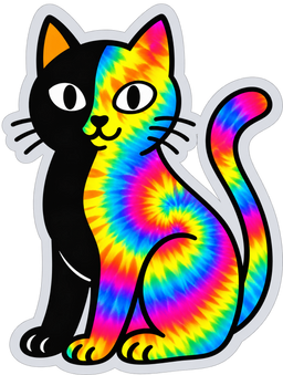 Black Cat Changing Colors Sticker
