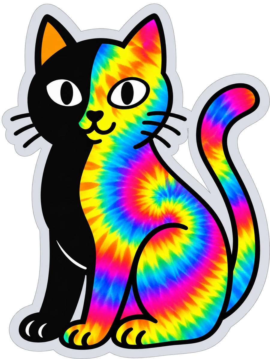 Black Cat Changing Colors Sticker