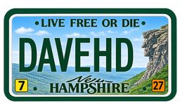 New Hampshire DAVEHD Mock License Plate Sticker